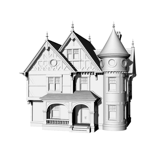 MRY-SFW LYTB635  Miniature Scene Building Model Tudor Style Retro Villa British Half Timbered Fairy Tale House 3D Printing Model