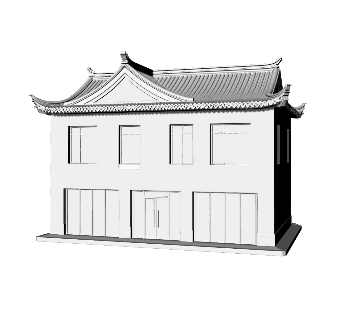 MRY-SFW LYTB637A  Miniature Scene Building Model New Chinese Modern Style Single Public Building Commercial Building Miniature Sand Table Ornament 3D Print Model