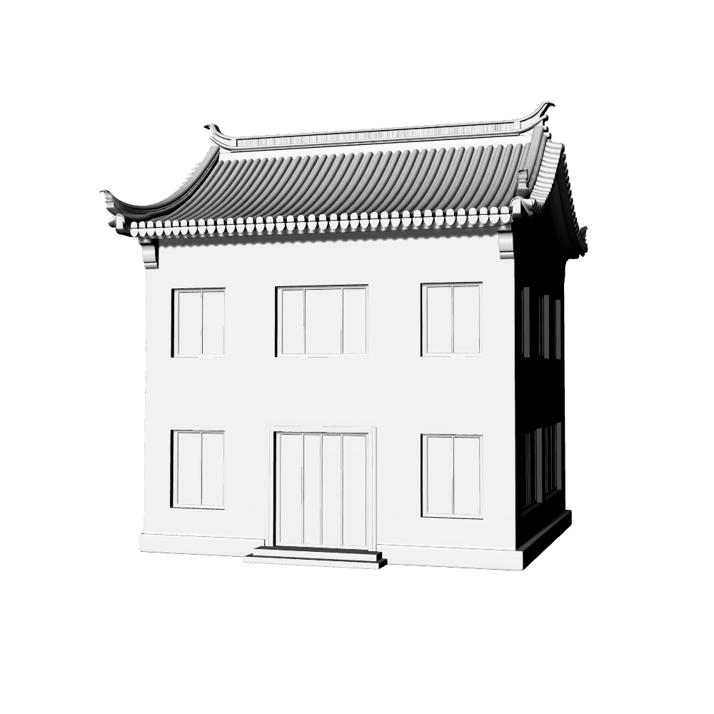 MRY-SFW LYTB637B  Miniature Scene Building Model New Chinese Modern Style Single Public Building Commercial Building Miniature Sand Table Ornament 3D Print Model