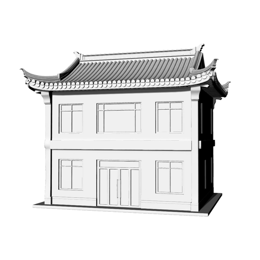MRY-SFW LYTB637C  Miniature Scene Building Model New Chinese Modern Style Single Public Building Commercial Building Miniature Sand Table Ornament 3D Print Model
