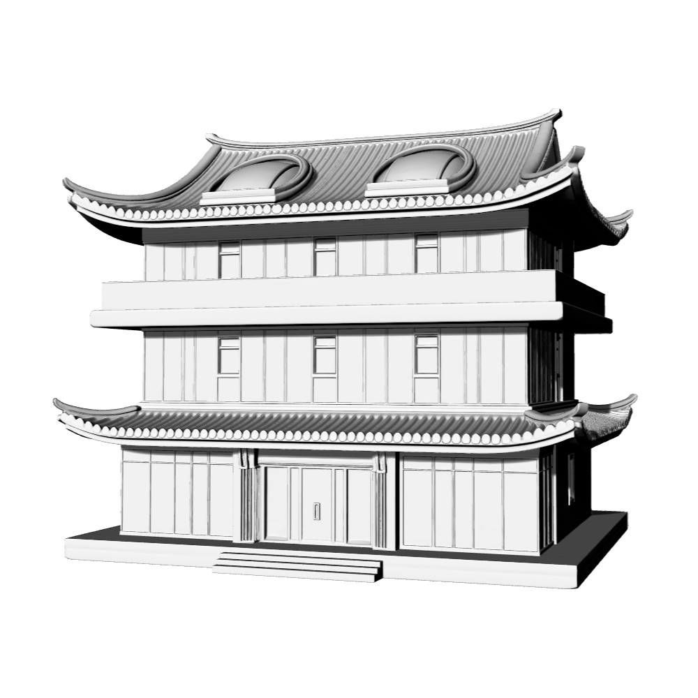 MRY-SFW LYTB641B  Miniature Scene Building Model New Chinese Commercial Store Ancient Style Commercial Attic Building Model 3D Print Model