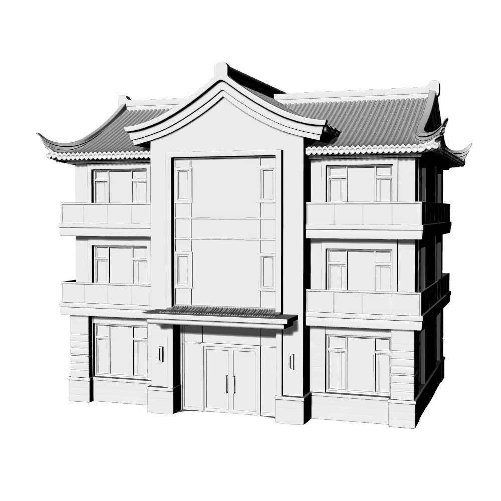 MRY-SFW LYTB641D  Miniature Scene Building Model New Chinese Commercial Store Ancient Style Commercial Attic Building Model 3D Print Model