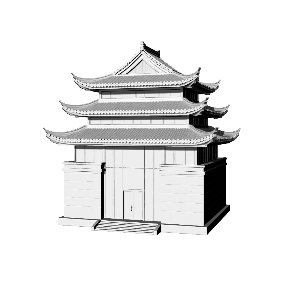MRY-SFW LYTB641E  Miniature Scene Building Model New Chinese Commercial Store Ancient Style Commercial Attic Building Model 3D Print Model