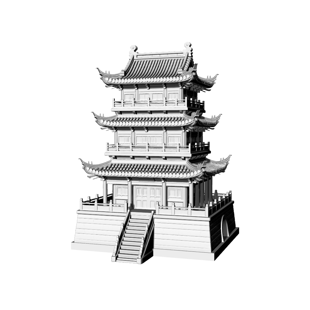 MRY-SFW LYTB644B  MMiniature Scene Building Model Chinese Ming And Qing Official Style Classical Hall And Pavilion Building Model Desktop Ornament 3D Print Model