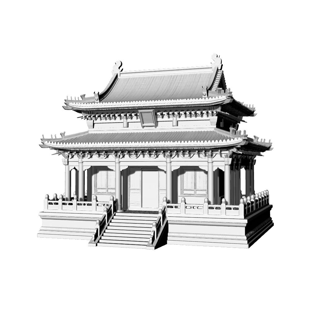 MRY-SFW LYTB645A  Miniature Scene Building Model Ming And Qing Style Double Eave Hip Roof Hall Traditional Chinese Building 3D Print Model