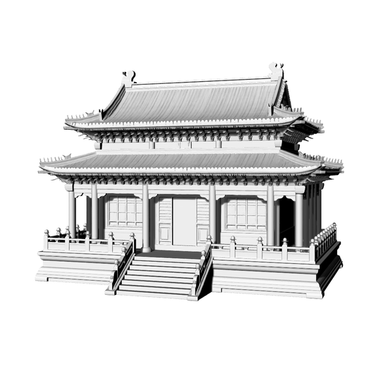 MRY-SFW LYTB645B  Miniature Scene Building Model Ming And Qing Style Double Eave Hip Roof Hall Traditional Chinese Building 3D Print Model
