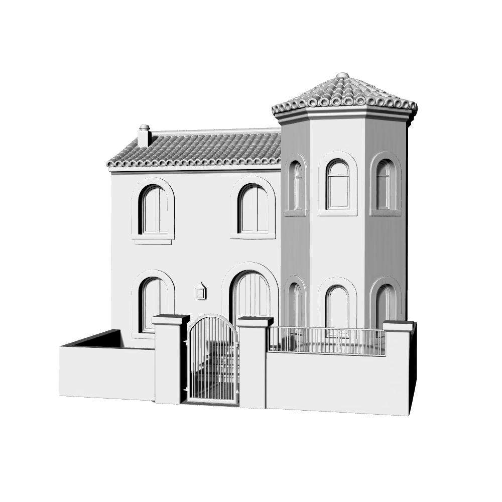 MRY-SFW LYTB653B  Miniature Scene Building Model Mediterranean Tuscan Style Single Family Villa Desktop Building Decoration 3D Printing Model