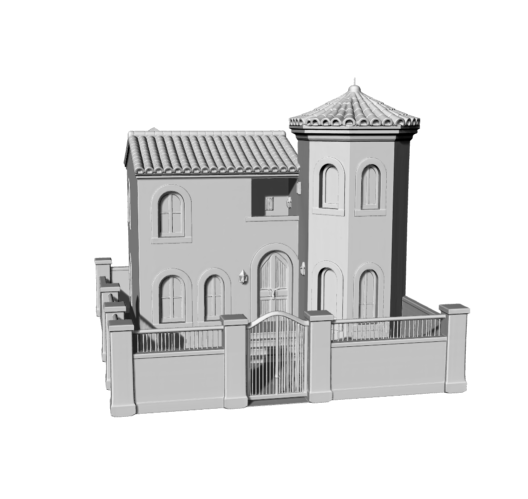 MRY-SFW LYTB653C  Miniature Scene Building Model Mediterranean Tuscan Style Single Family Villa Desktop Building Decoration 3D Printing Model