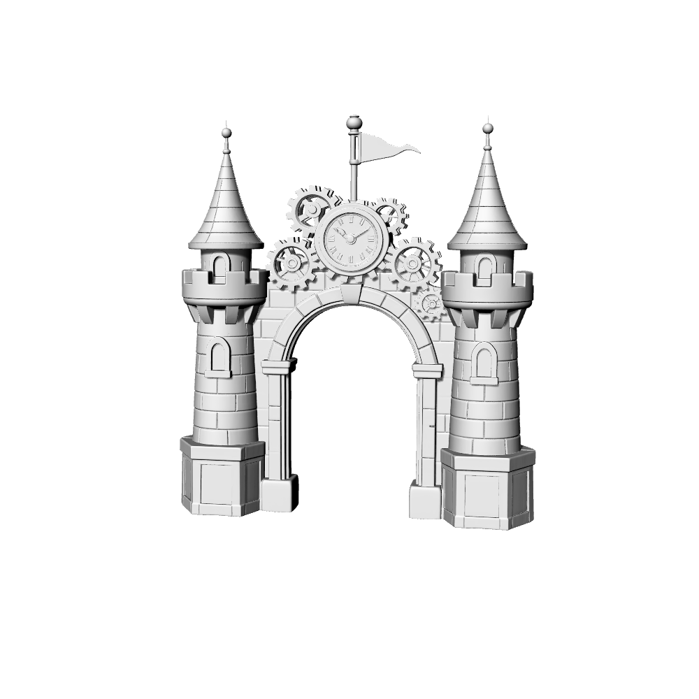 MRY-SFW LYTB658  Fantasy Castle Ornament Steampunk Fairy Tale Castle Arch Miniature Scene Building Model 3D Printing Model