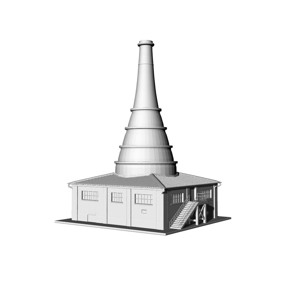 MRY-SFW LYTB660  Glass Factory Ceramic Factory Sand Table Miniature Model Industrial Kiln Factory Building With Conical Chimney Miniature Scene Building Model 3D Printing Model