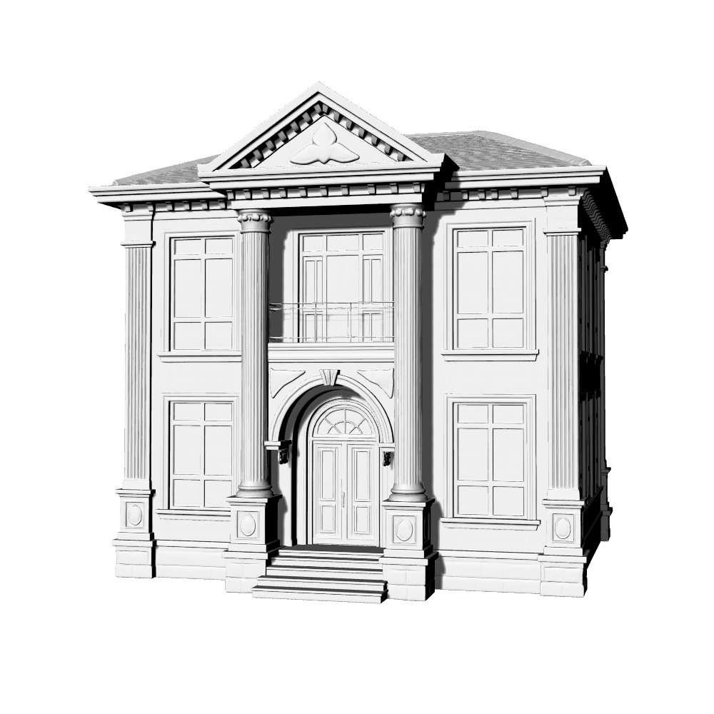 MRY-SFW LYTB663E  French Classical Single Family Villa Miniature Scene Building Model Desktop Decoration Ornament 3D Printing Model
