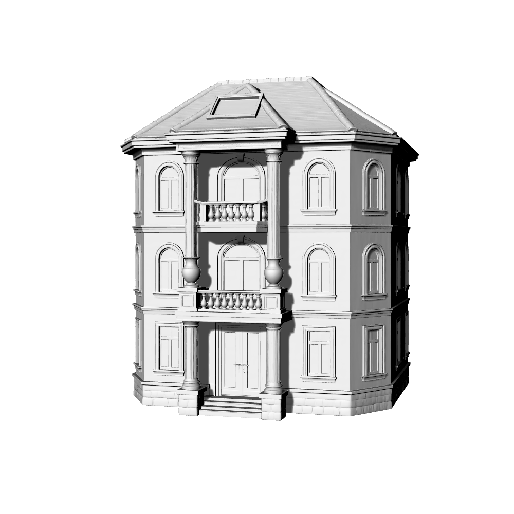 MRY-SFW LYTB663F  French Classical Single Family Villa Miniature Scene Building Model Desktop Decoration Ornament 3D Printing Model