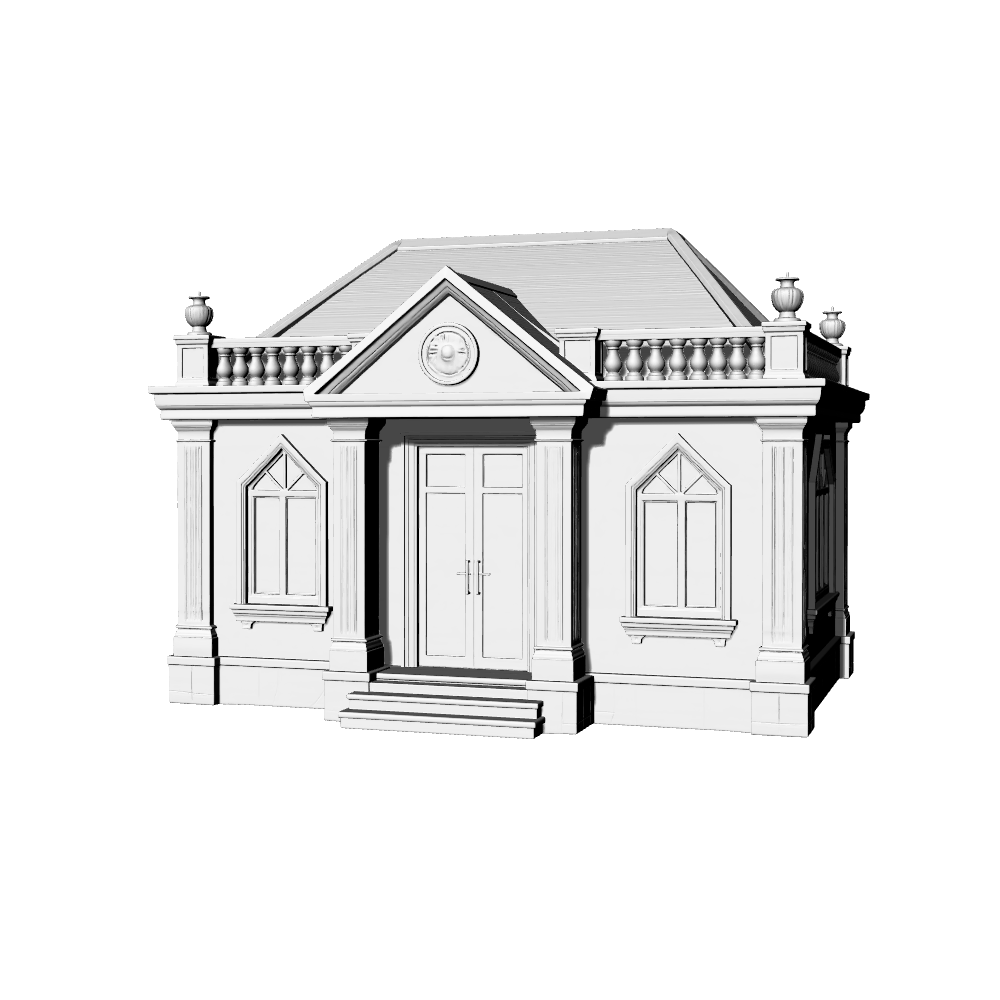 MRY-SFW LYTB665A  European Neoclassical Style Single Story Building Miniature Scene Building Model Desktop Ornament 3D Printing Model