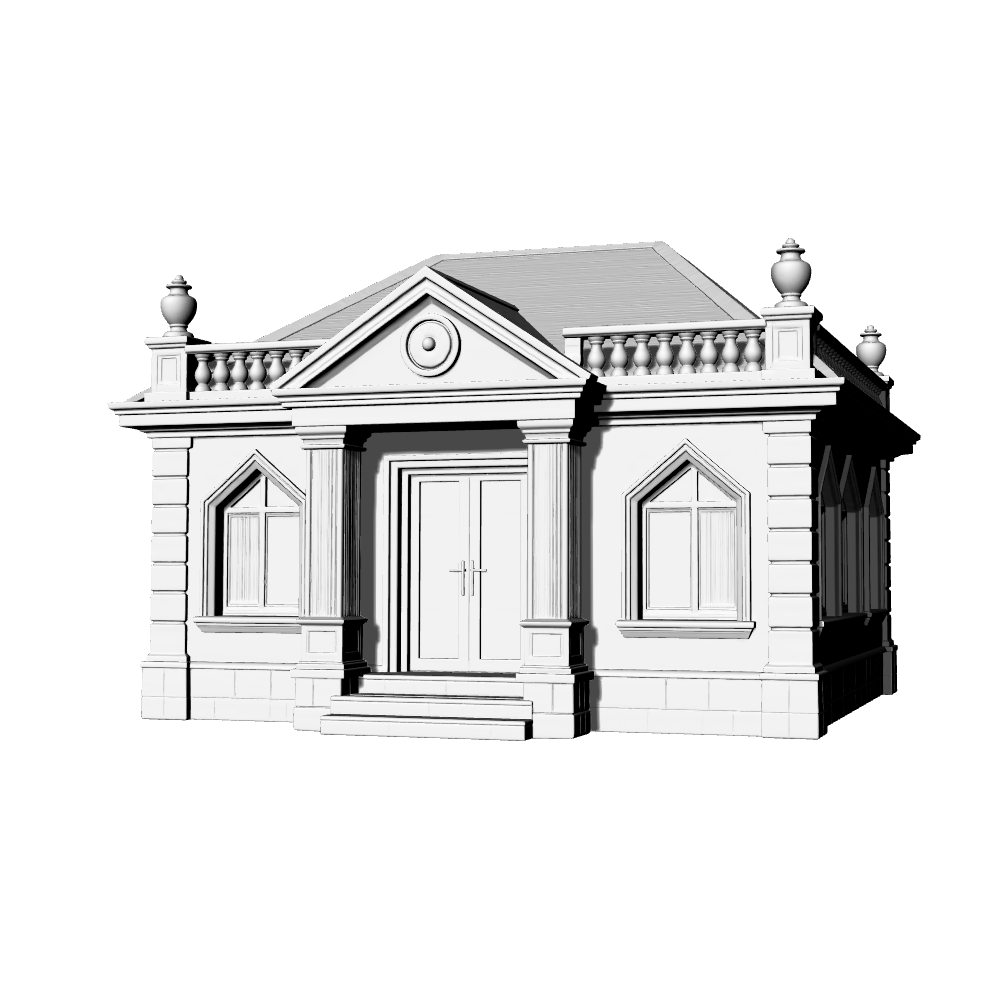 MRY-SFW LYTB665B  European Neoclassical Style Single Story Building Miniature Scene Building Model Desktop Ornament 3D Printing Model