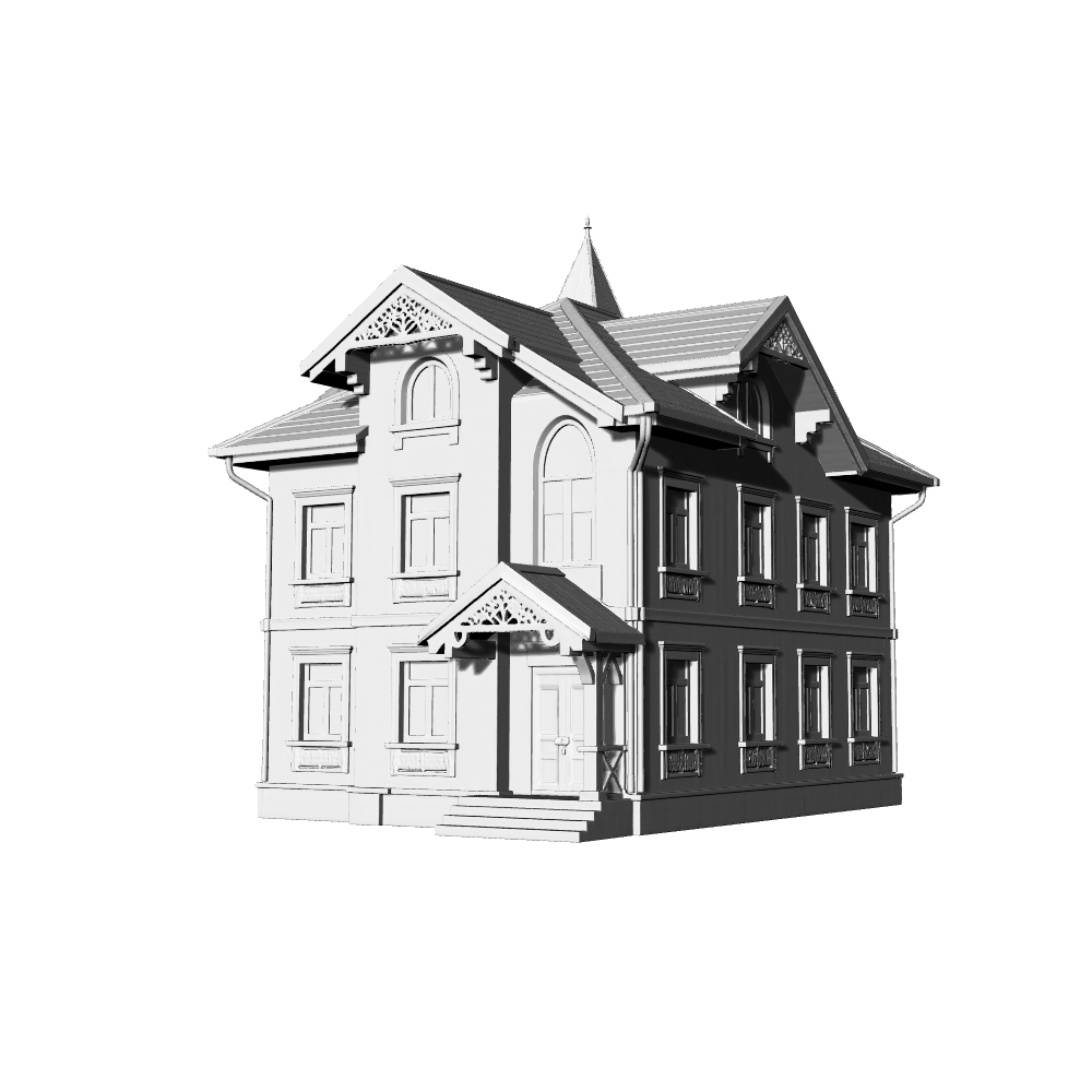 MRY-SFW LYTB667A  Russian Style Two Story Folk House Sand Table Miniature Model Wooden Carved Villa Miniature Scene Building Model 3D Printing Model