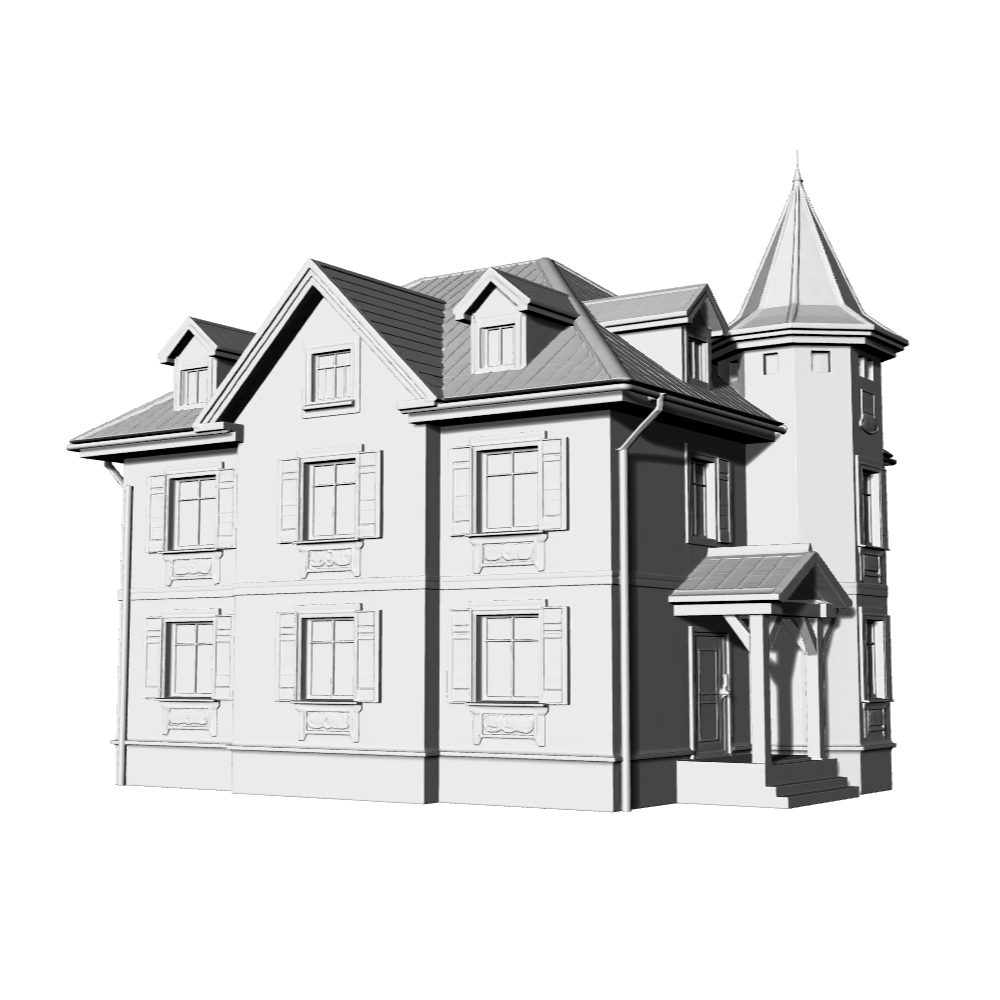 MRY-SFW LYTB667C  Russian Style Two Story Folk House Sand Table Miniature Model Wooden Carved Villa Miniature Scene Building Model 3D Printing Model