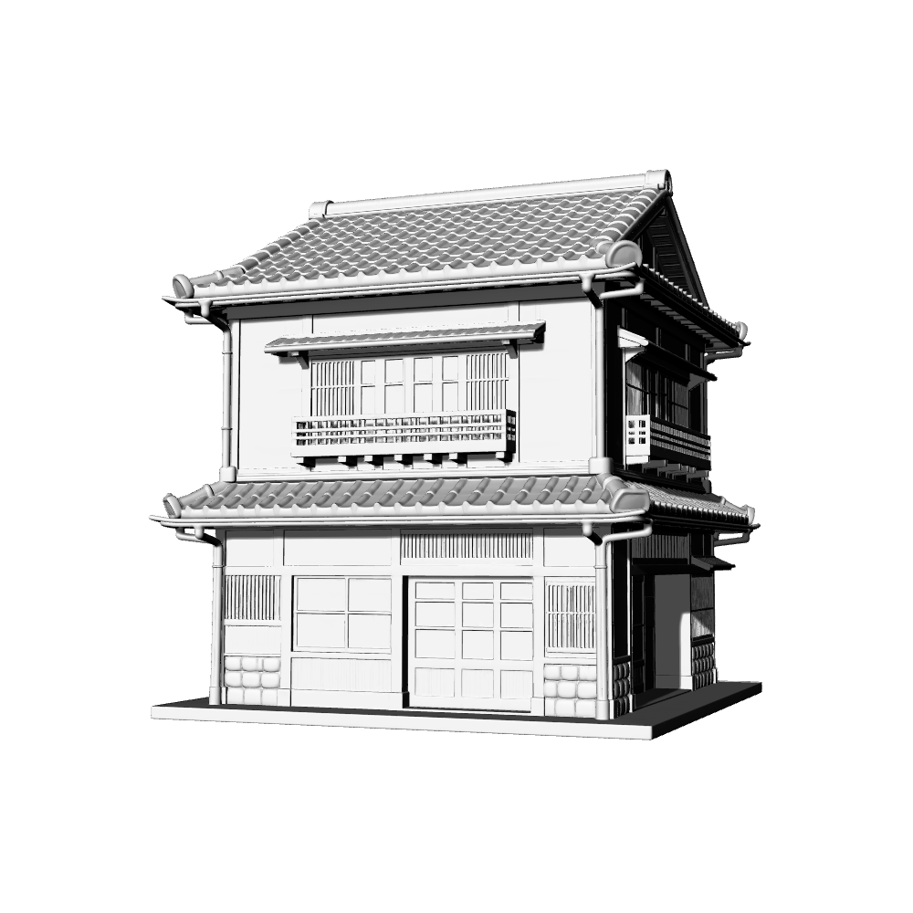 MRY-SFW LYTB672B  Miniature Scene Building Model Japanese Retro Style Two Story Machiya Building Shop Residence Desktop Ornament 3D Printing Model