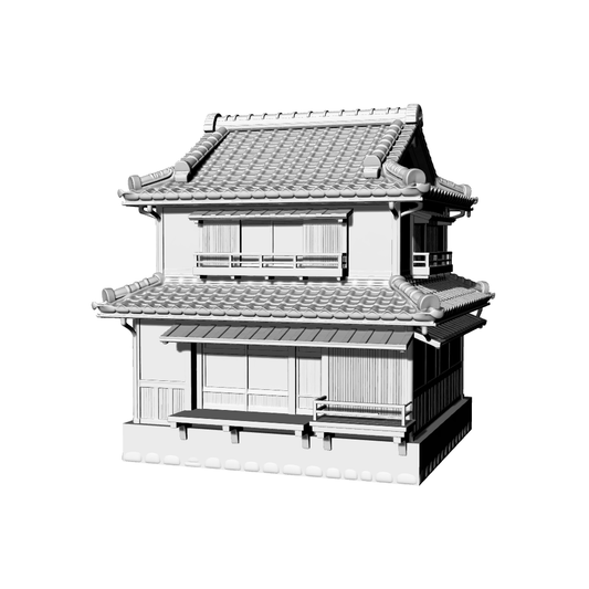 MRY-SFW LYTB672D  Miniature Scene Building Model Japanese Retro Style Two Story Machiya Building Shop Residence Desktop Ornament 3D Printing Model