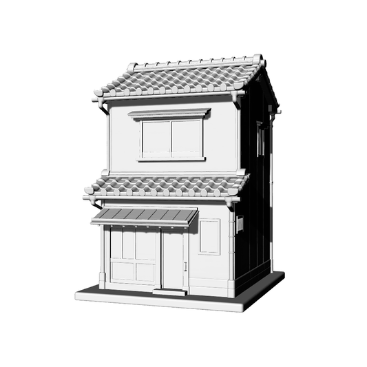 MRY-SFW LYTB672G  Miniature Scene Building Model Japanese Retro Style Two Story Machiya Building Shop Residence Desktop Ornament 3D Printing Model