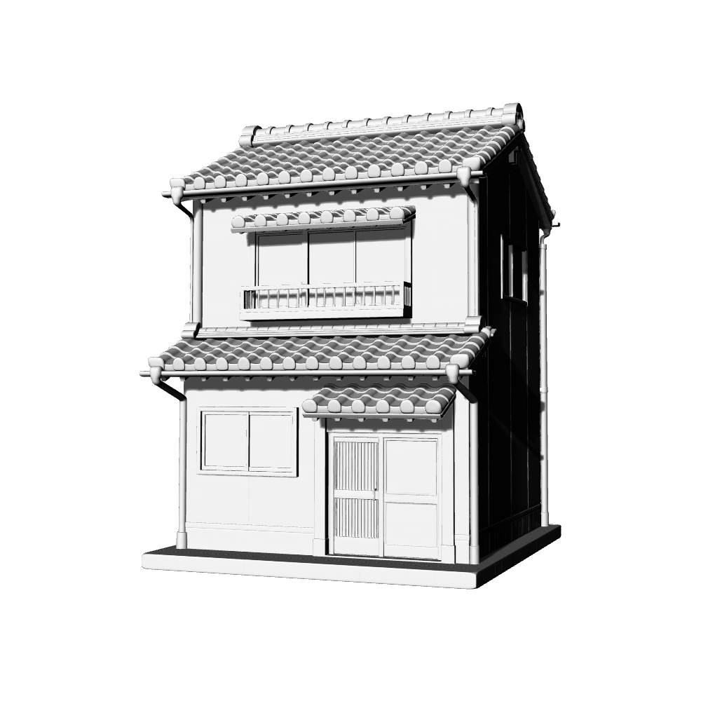 MRY-SFW LYTB672H  Miniature Scene Building Model Japanese Retro Style Two Story Machiya Building Shop Residence Desktop Ornament 3D Printing Model