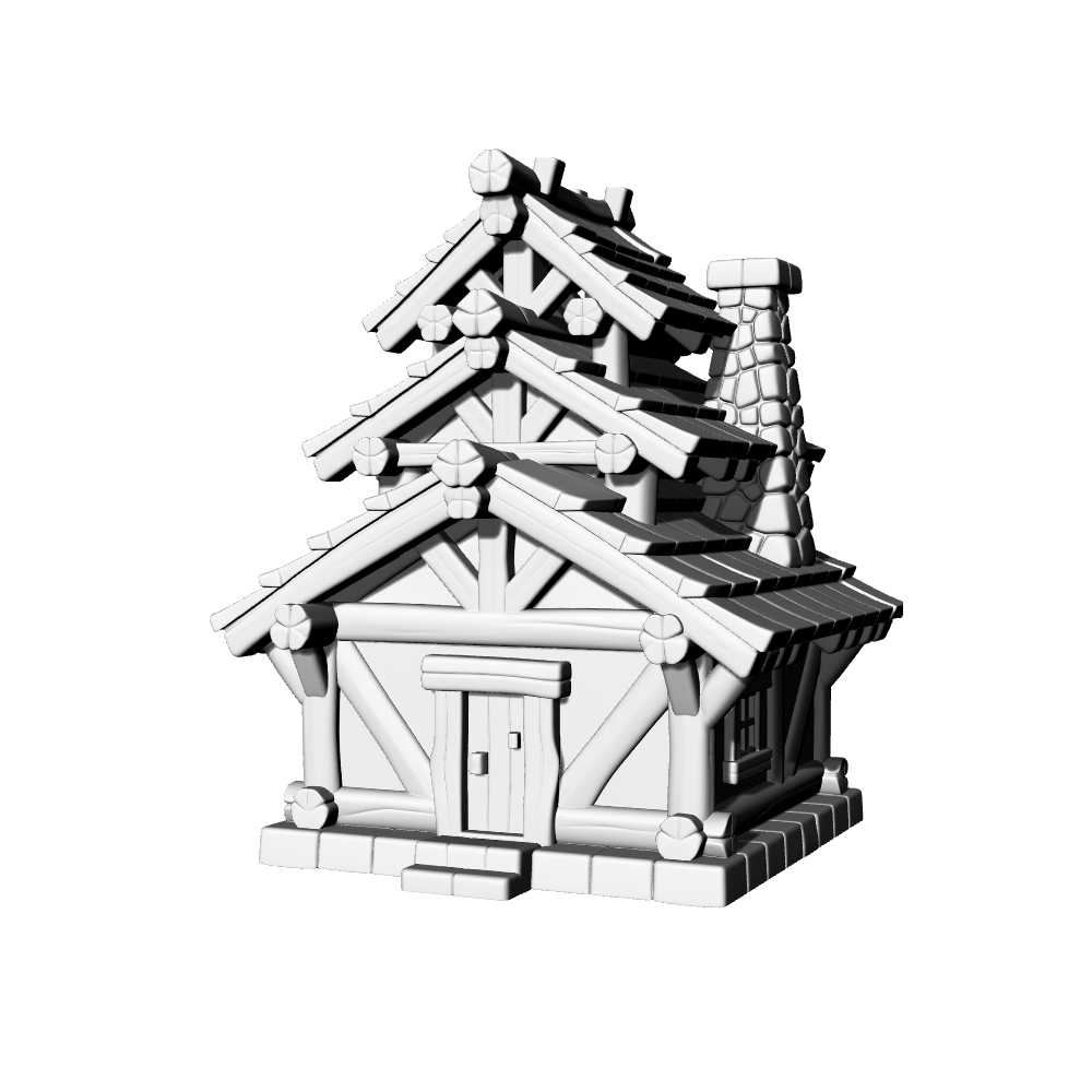 MRY-SFW LYTB673A  Miniature Scene Building Model Cartoon Style Half Timbered Cottage Architecture Desktop Ornament 3D Printing Model