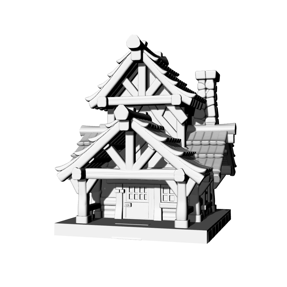 MRY-SFW LYTB673B  Miniature Scene Building Model Cartoon Style Half Timbered Cottage Architecture Desktop Ornament 3D Printing Model