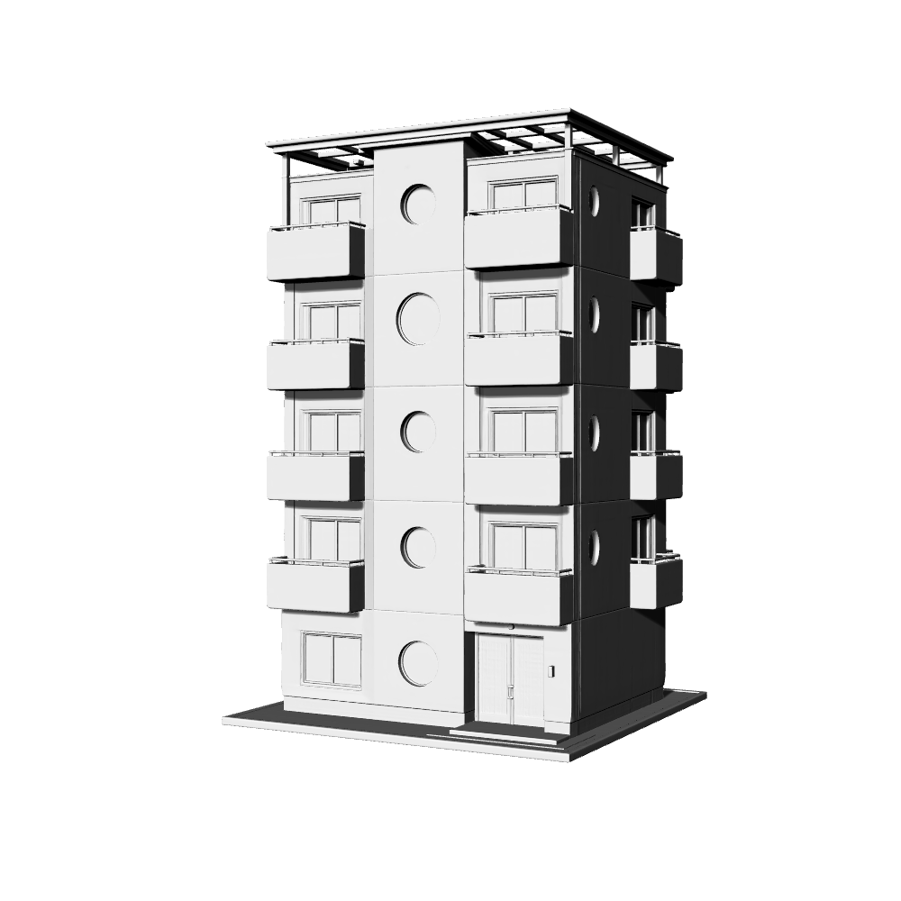 MRY-SFW LYTB675  Miniature Scene Building Model Japanese Modern Detached High Rise Residence Desktop Ornament 3D Printing Model