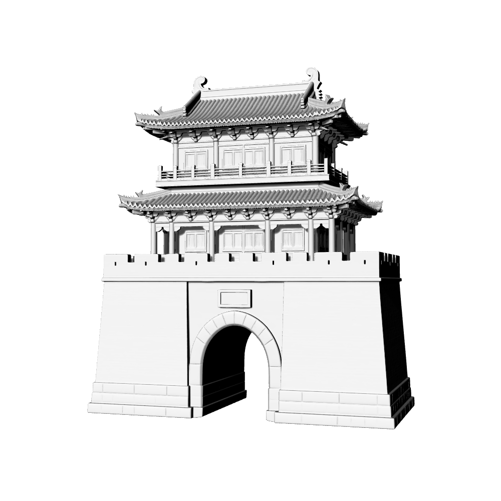 MRY-SFW LYTB678B  Miniature Scene Building Model Chinese Traditional Double Eave Hip And Gable Roof City Gate Tower Desktop Ornament 3D Printing Model