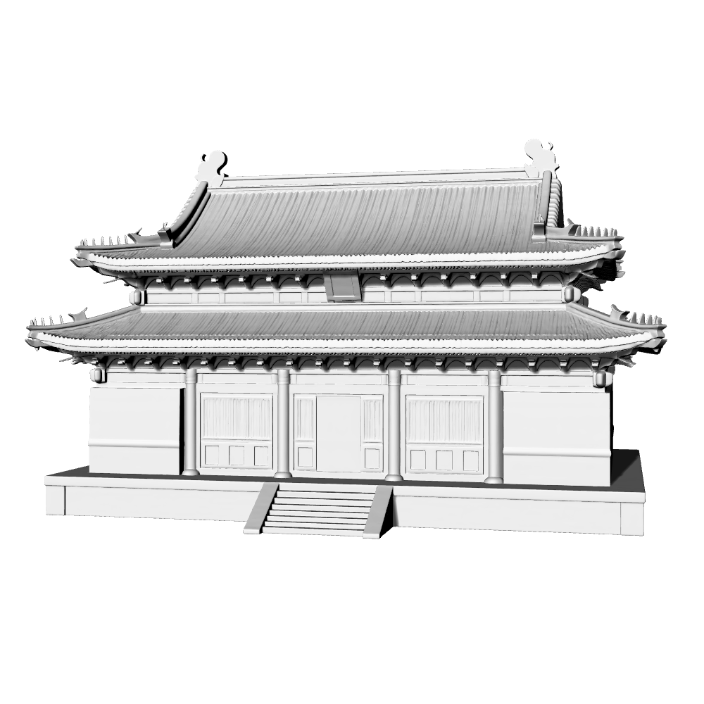 MRY-SFW LYTB680B  Miniature Scene Building Model Chinese Traditional Double Eave Hip And Gable Roof Main Hall Miniature Ancient Architecture Temple Sand Table Scene Ornament 3D Printing Model