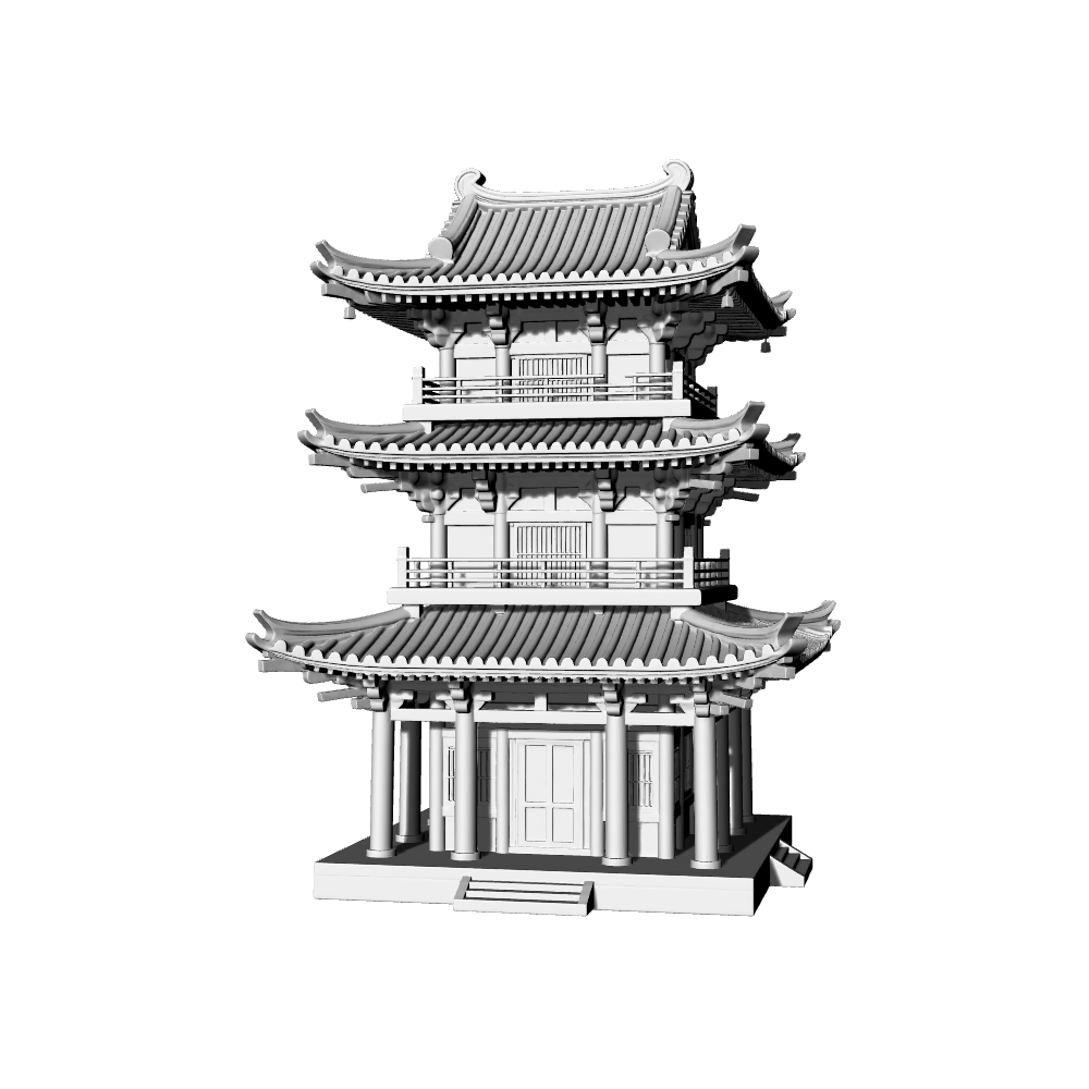 MRY-SFW LYTB681A  Miniature Scene Building Model Chinese Traditional Double Eave Four Corner Spire Pavilion Miniature Ancient Architecture Pagoda Sand Table Scene Ornament 3D Printing Model