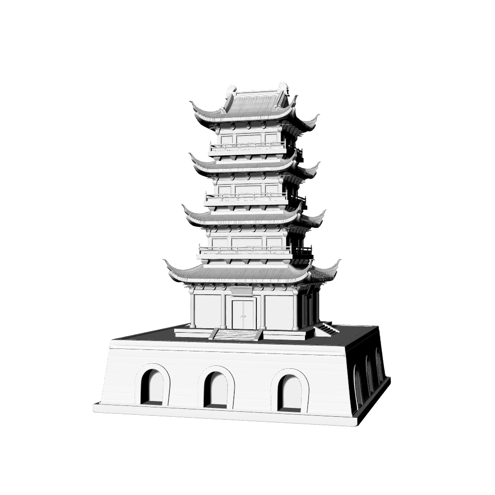 MRY-SFW LYTB683  Miniature Scene Building Model Chinese Traditional Double Eave Pavilion Style Pagoda Miniature Ancient Architecture Sand Table Scene Ornament 3D Printing Model