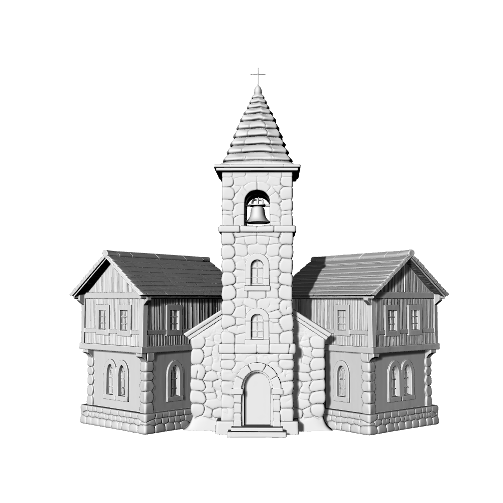 MRY-SFW LYTB684A  Miniature Scene Building Model European Medieval Rural Church Vintage European Church Architecture Miniature Model 3D Printing Model