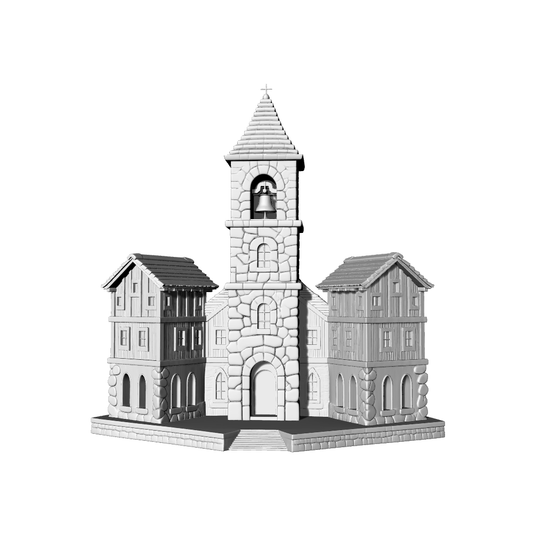 MRY-SFW LYTB684B  Miniature Scene Building Model European Medieval Rural Church Vintage European Church Architecture Miniature Model 3D Printing Model