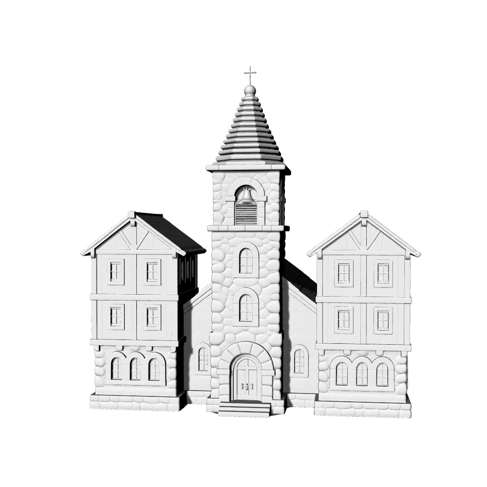 MRY-SFW LYTB684F  Miniature Scene Building Model European Medieval Rural Church Vintage European Church Architecture Miniature Model 3D Printing Model