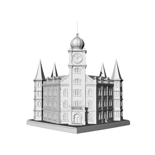 MRY-SFW LYTB685  Miniature Scene Building Model European Modern Neoclassical Bell Tower Town Hall Miniature European Street View Sand Table Ornament 3D Printing Model