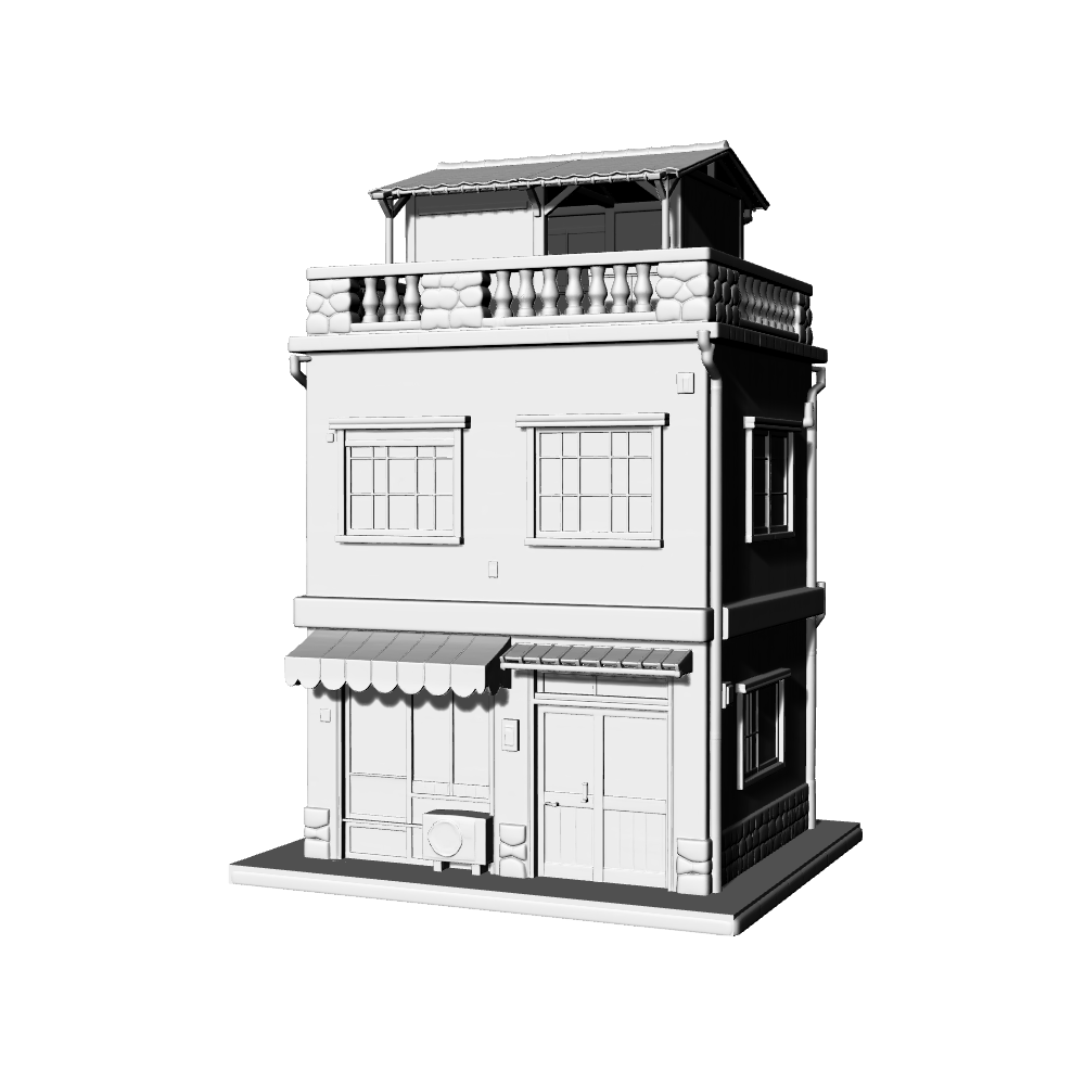 MRY-SFW LYTB687B  Miniature Scene Building Model Japanese Street Corner Old Commercial And Residential Building Retro Building Desktop Ornament 3D Printing Model