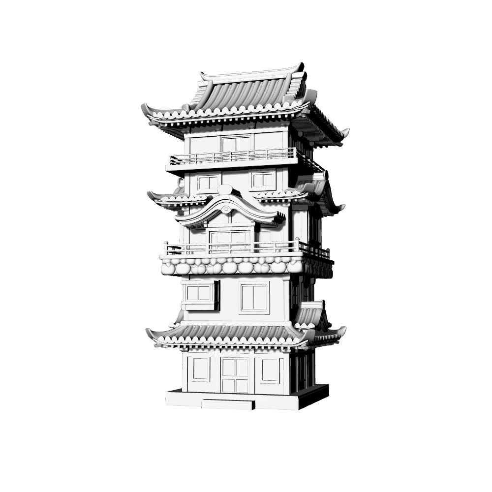 MRY-SFW LYTB688C  Miniature Scene Building Model Chinese Traditional Multi Storey Tower Building Desktop Ornament 3D Printing Model