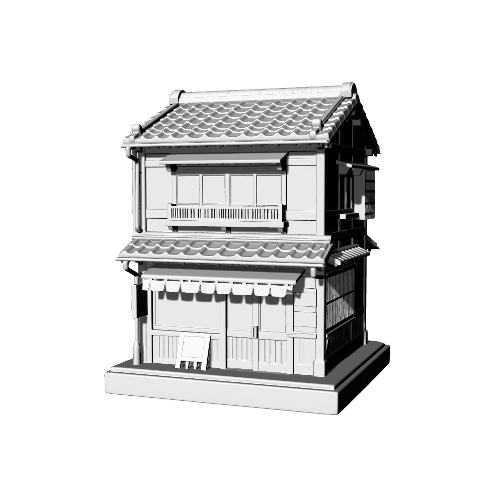 MRY-SFW LYTB691A  Miniature Scene Building Model Japanese Shop Double Layer Machiya Building Commercial Building Desktop Ornament 3D Printing Model
