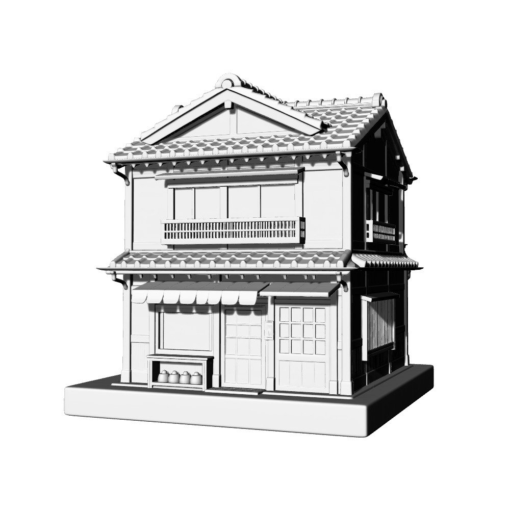 MRY-SFW LYTB691B  Miniature Scene Building Model Japanese Shop Double Layer Machiya Building Commercial Building Desktop Ornament 3D Printing Model
