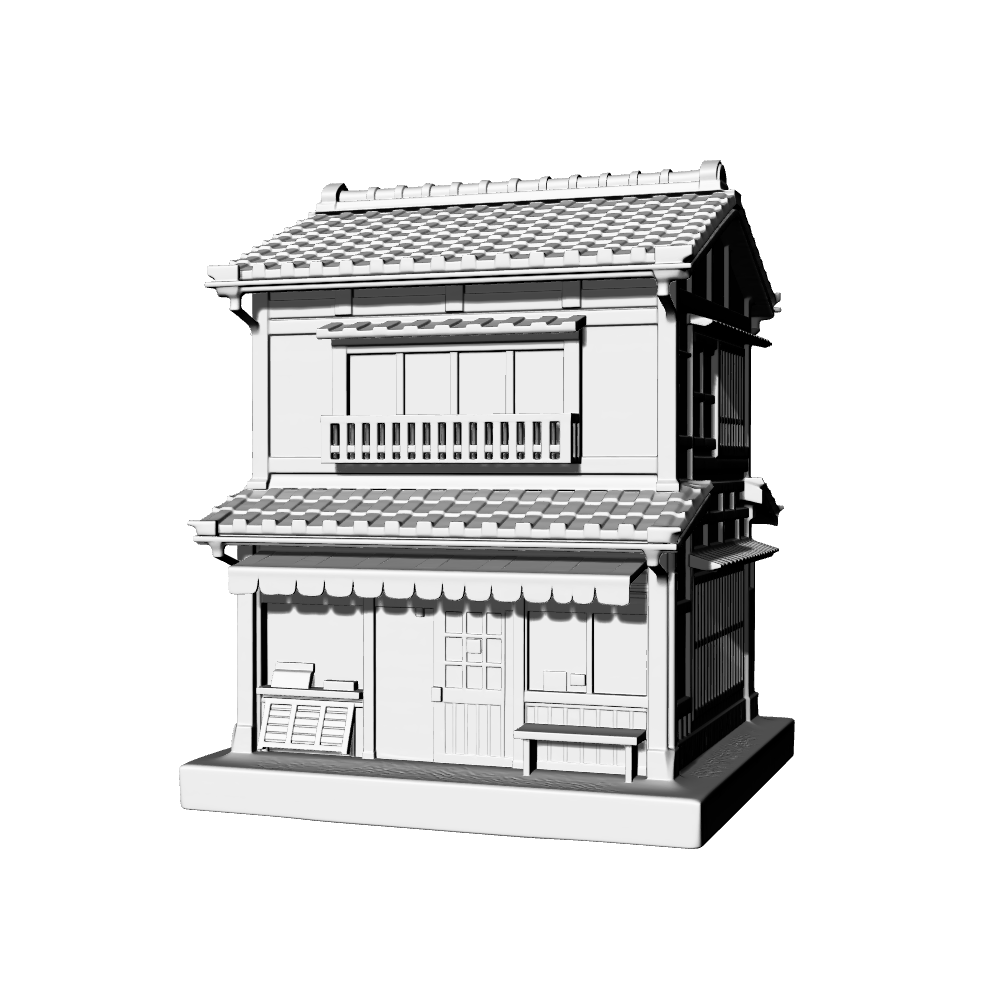 MRY-SFW LYTB691D  Miniature Scene Building Model Japanese Shop Double Layer Machiya Building Commercial Building Desktop Ornament 3D Printing Model