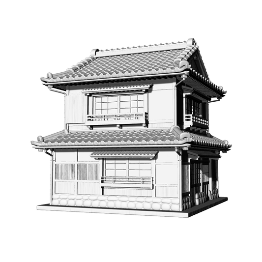 MRY-SFW LYTB691F  Miniature Scene Building Model Japanese Shop Double Layer Machiya Building Commercial Building Desktop Ornament 3D Printing Model