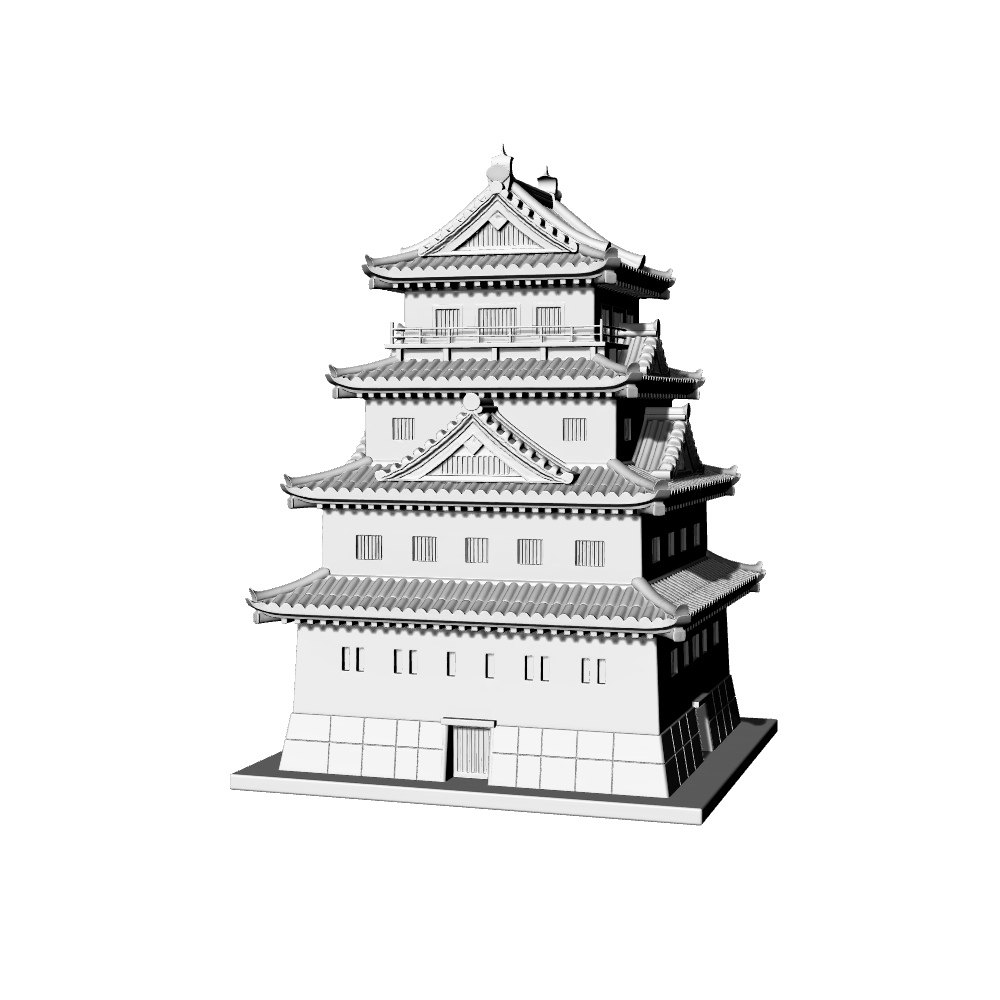 MRY-SFW LYTB694A  Miniature Scene Building Model Japanese Traditional Castle Tenshukaku Style Building Model Desktop Ornament 3D Printing Model