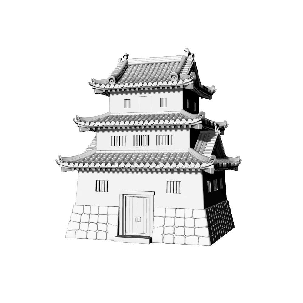 MRY-SFW LYTB694B  Miniature Scene Building Model Japanese Traditional Castle Tenshukaku Style Building Model Desktop Ornament 3D Printing Model