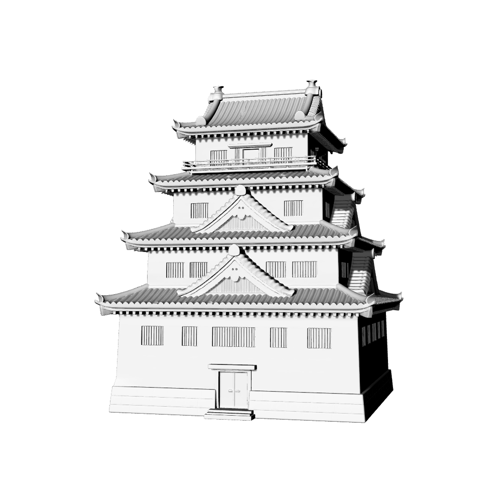 MRY-SFW LYTB694E  Miniature Scene Building Model Japanese Traditional Castle Tenshukaku Style Building Model Desktop Ornament 3D Printing Model