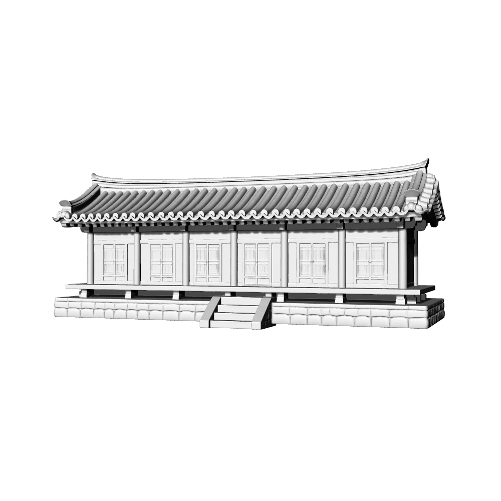 MRY-SFW LYTB695B  Miniature Scene Building Model Traditional Hanok Korean Traditional Single Storey Colonnade Building Sand Table Building Ornament 3D Printing Model