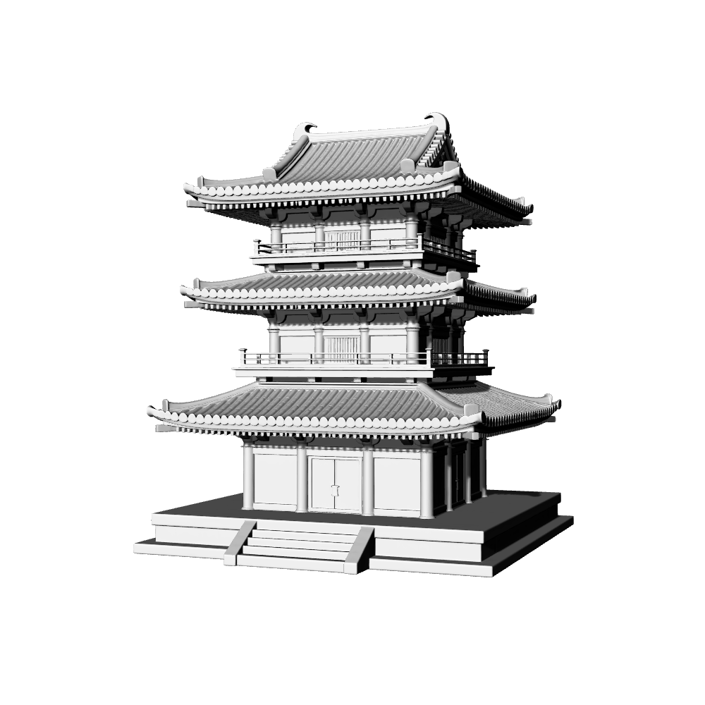 MRY-SFW LYTB696F  Miniature Scene Building Model Japanese Traditional Pavilion Building Japanese Building Ornament 3D Printing Model