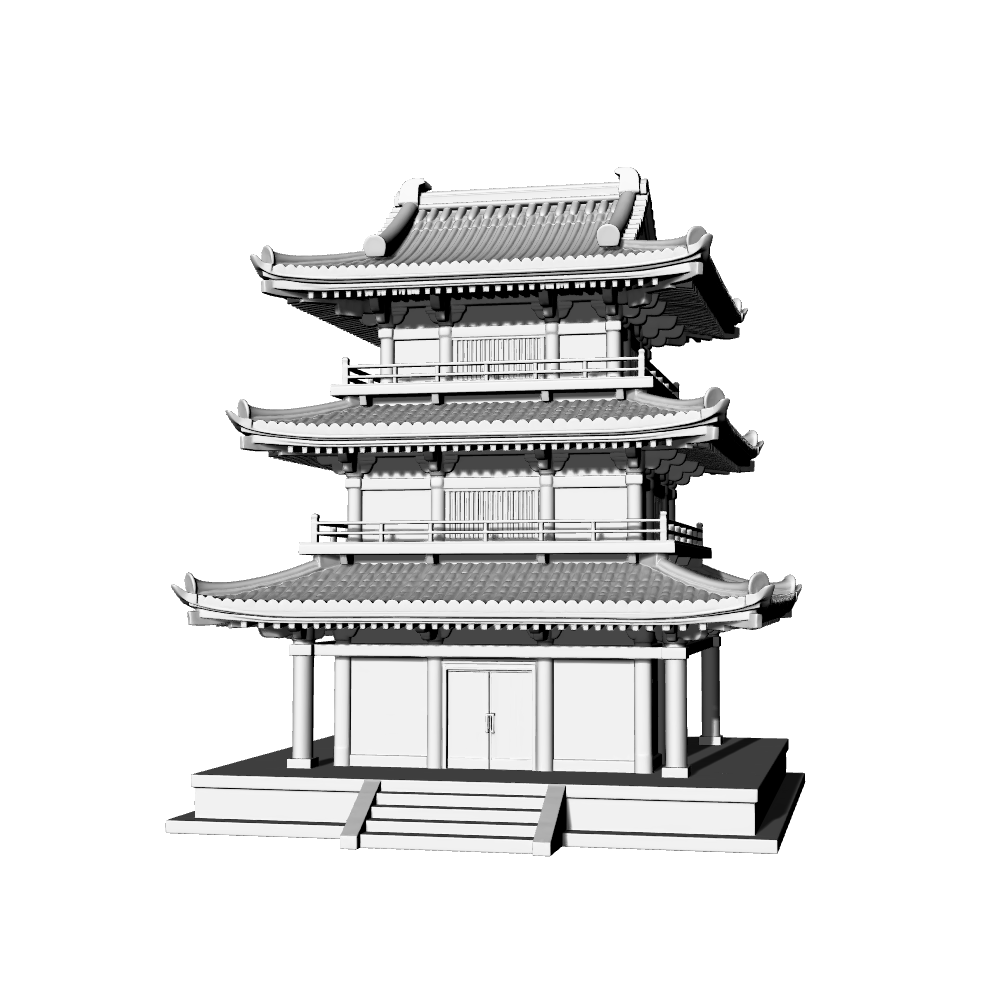MRY-SFW LYTB696G  Miniature Scene Building Model Japanese Traditional Pavilion Building Japanese Building Ornament 3D Printing Model