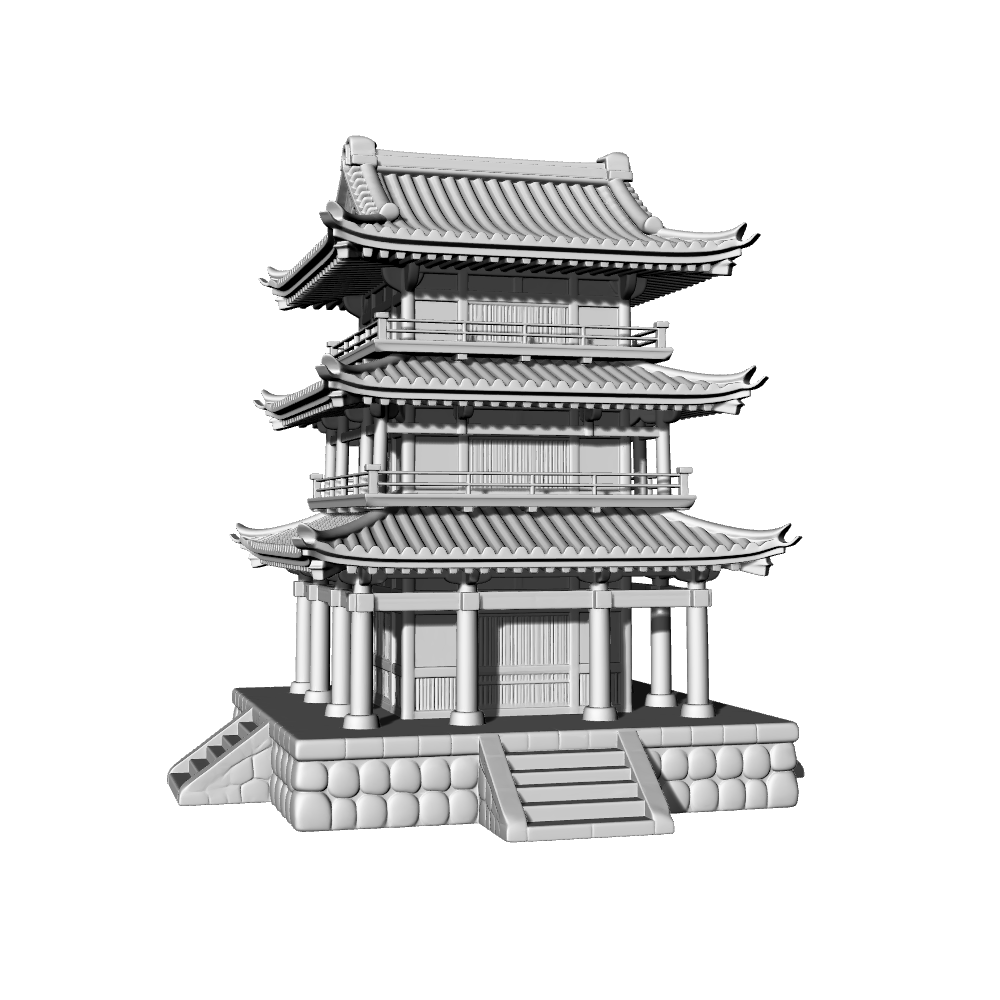 MRY-SFW LYTB696I  Miniature Scene Building Model Japanese Traditional Pavilion Building Japanese Building Ornament 3D Printing Model