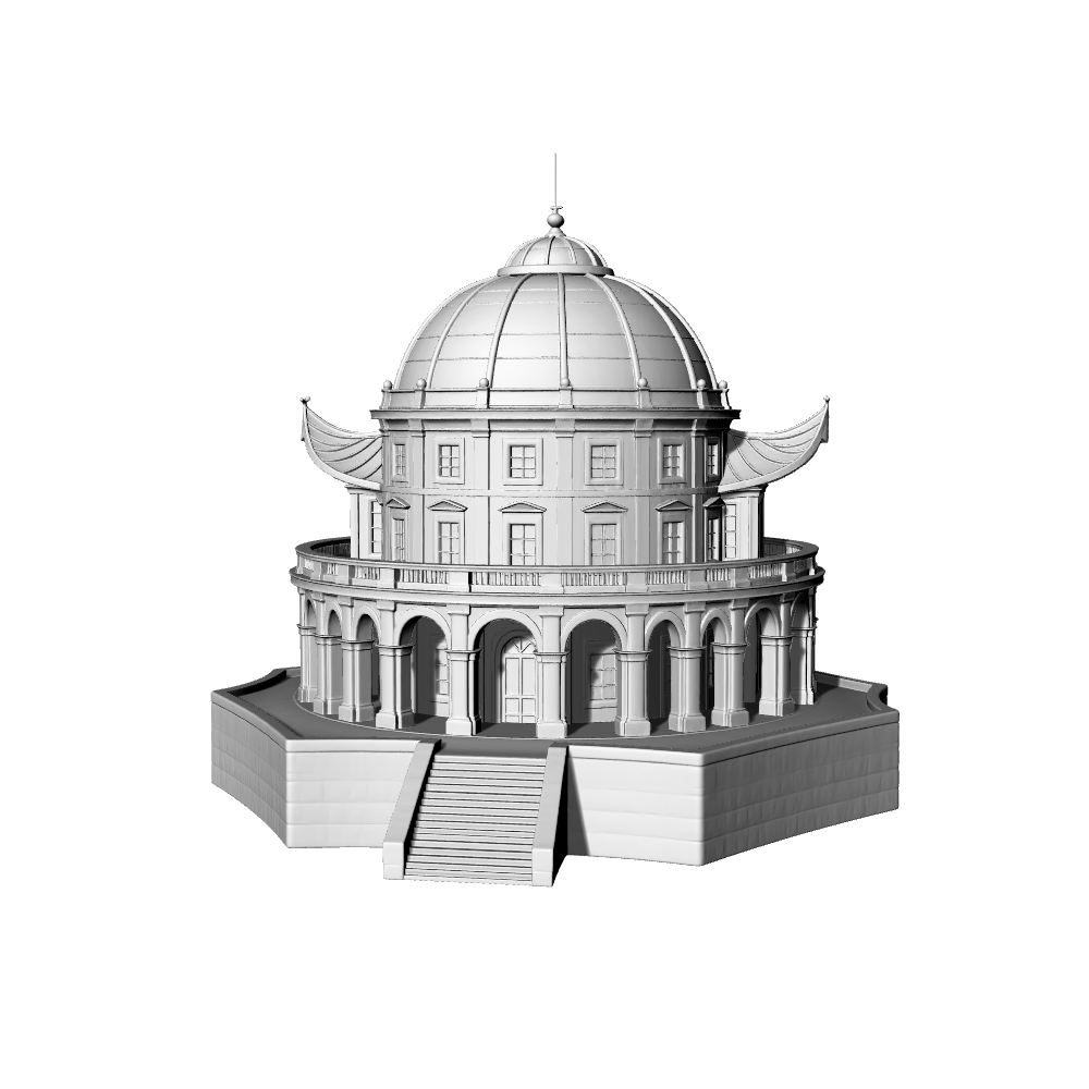 MRY-SFW LYTB701B  Miniature Scene Building Model European Baroque Style Circular Palace Building Sand Table Scene Model 3D Printing Model