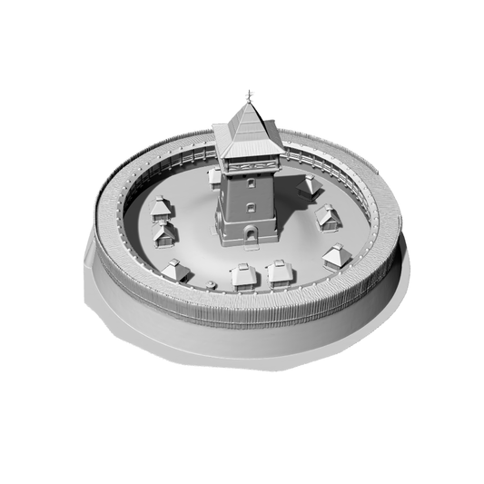 MRY-SFW LYTB704C  Miniature Scene Building Model European Tower Military Building Medieval Ring Defensive Castle Sand Table Scene Model 3D Printing Model